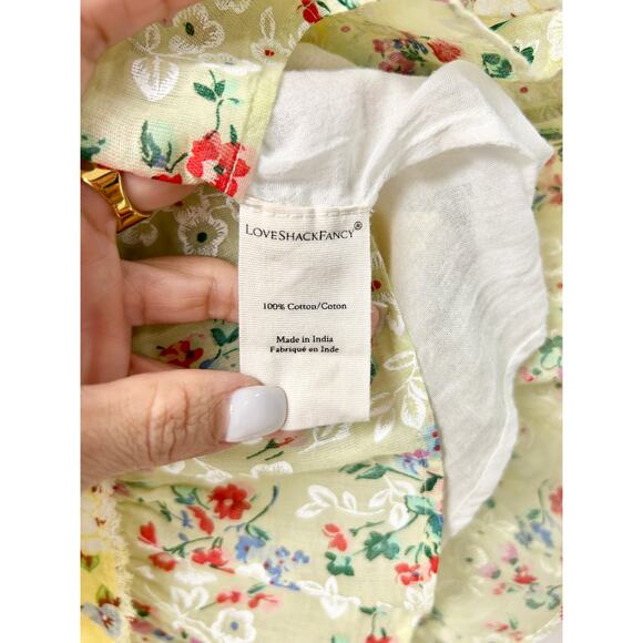 LoveShackFancy Phyllis Floral Tiered Ruffle Mini Dress Multicolor Women's Size L - Picture 5 of 6